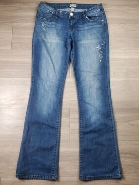 Mudd Y2K Paint Splatter Bootcut Flare Jeans Women's Size 11 Low Rise